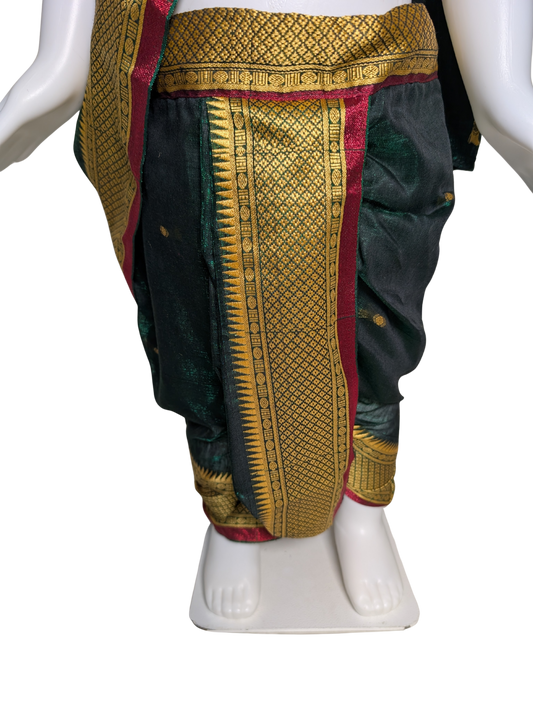 Bottle-Green Pre-Stitched Nauvari Saree