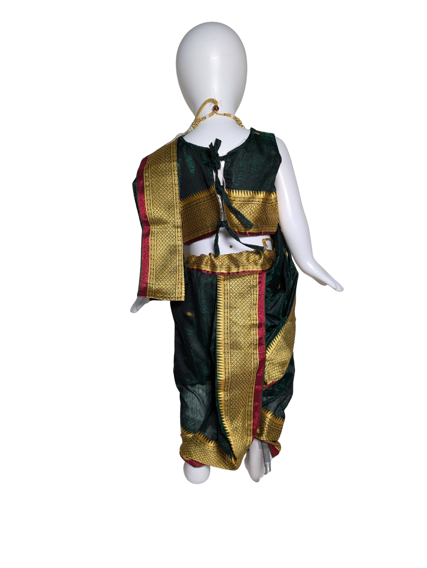 Bottle-Green Pre-Stitched Nauvari Saree
