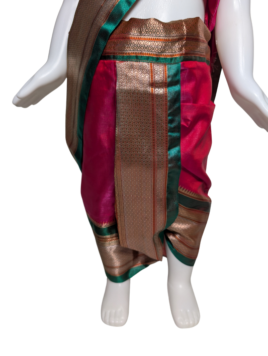 Fuchsia Pink Nauvari Saree – Pre-Stitched