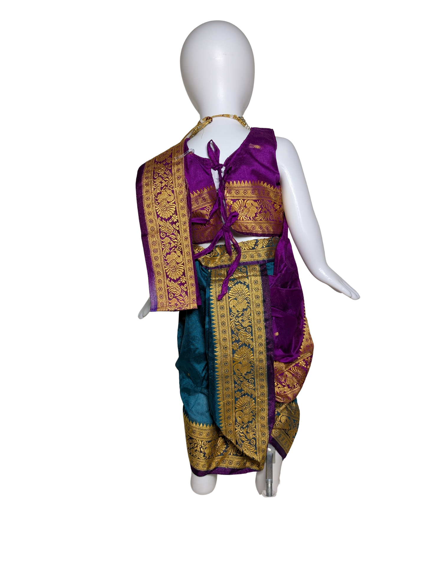 Purple & Teal Pre-Stitched Nauvari Saree