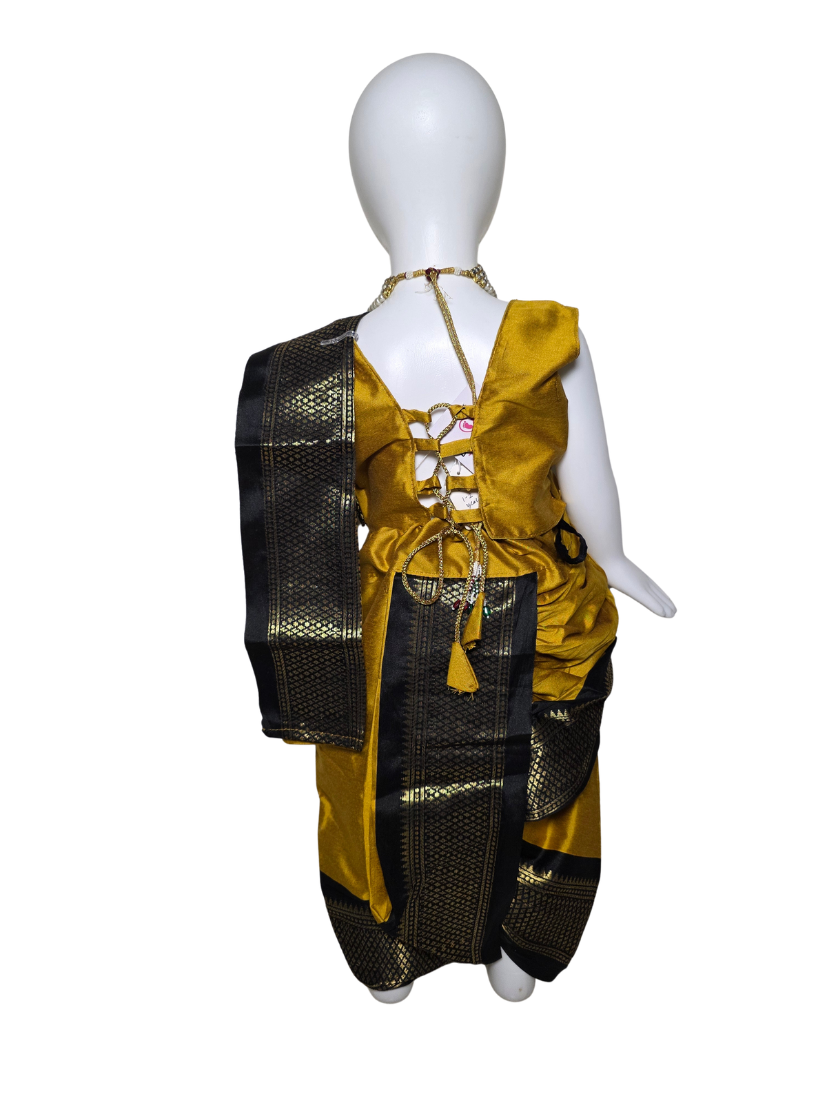 Mustard & Black Pre-Stitched Nauvari Saree