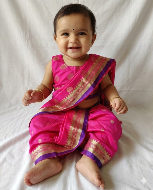 Dhanashree Saaj – Baby Maharashtrian Navvari Saree Set for 6 Months - 12 Months age