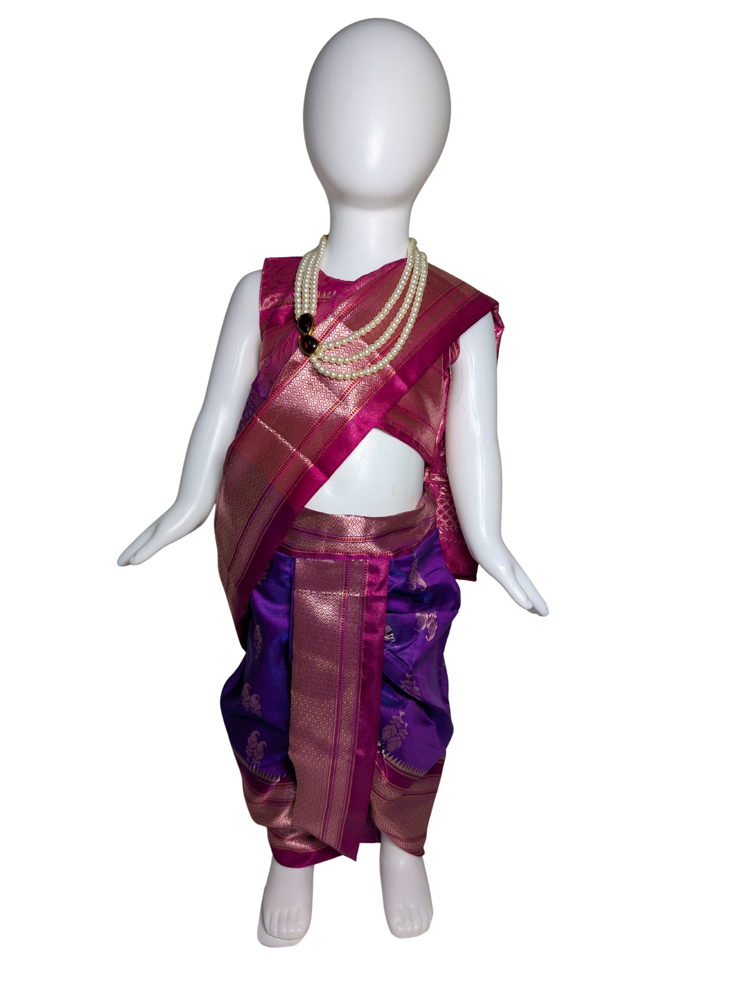 Pink-Purple Pre-Stitched Nauvari Saree