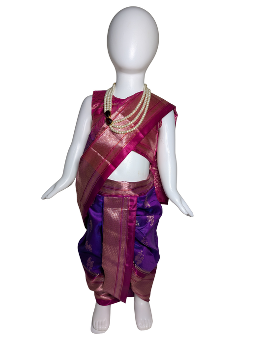Pink-Purple Pre-Stitched Nauvari Saree
