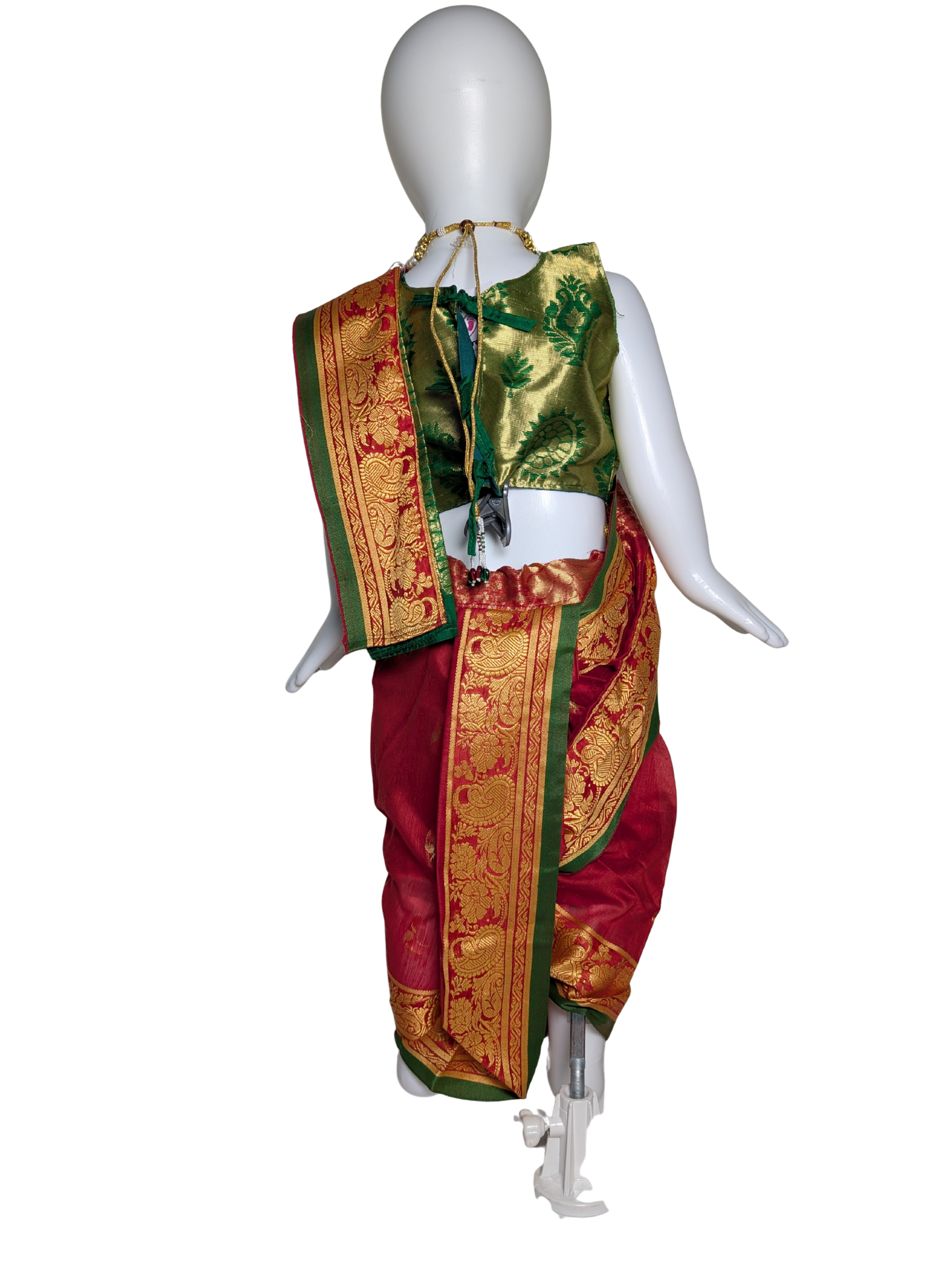Red & Green Pre-Stitched Nauvari Saree