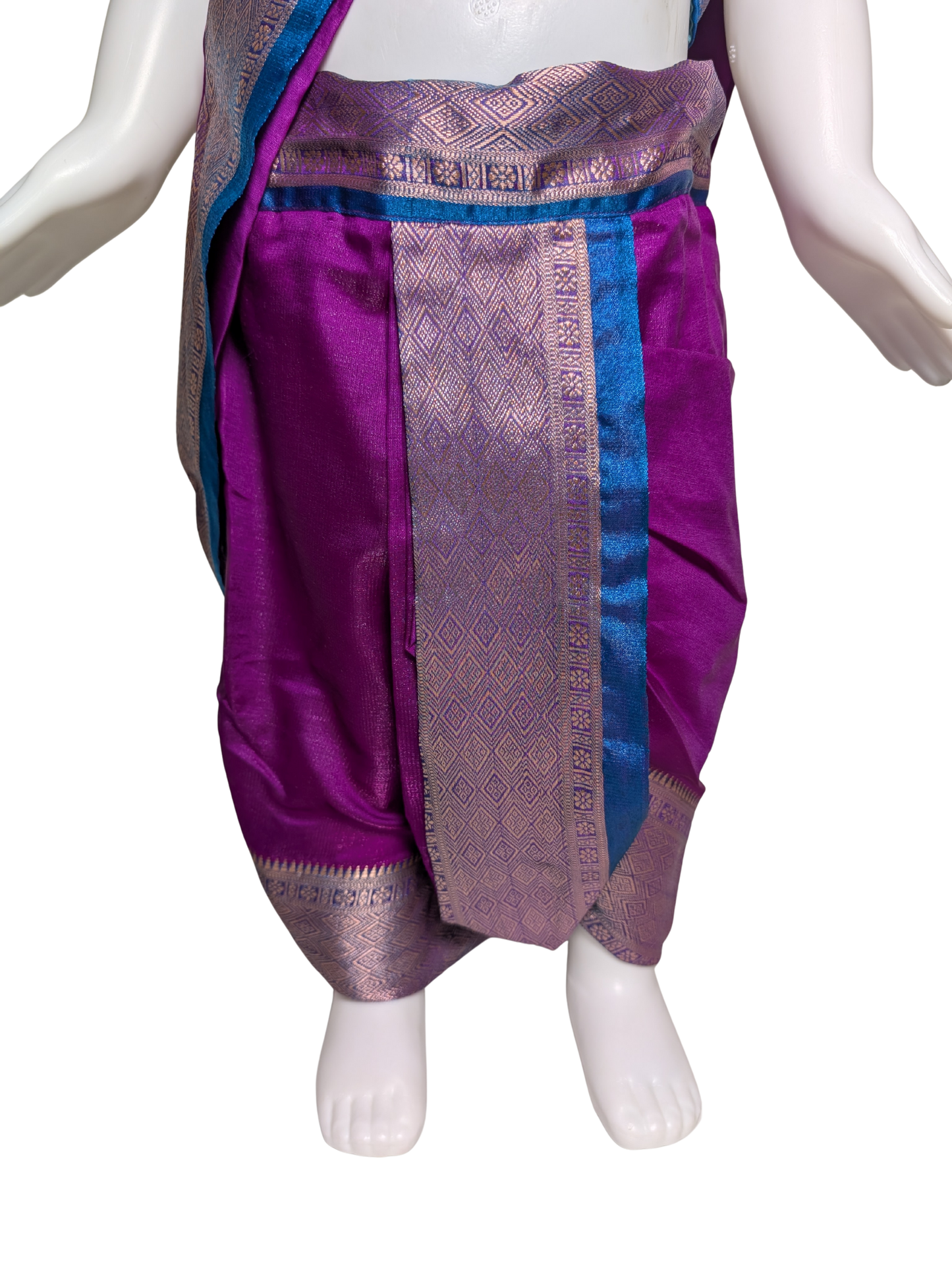 Royal Purple-Teal Nauvari Saree – Pre-Stitched