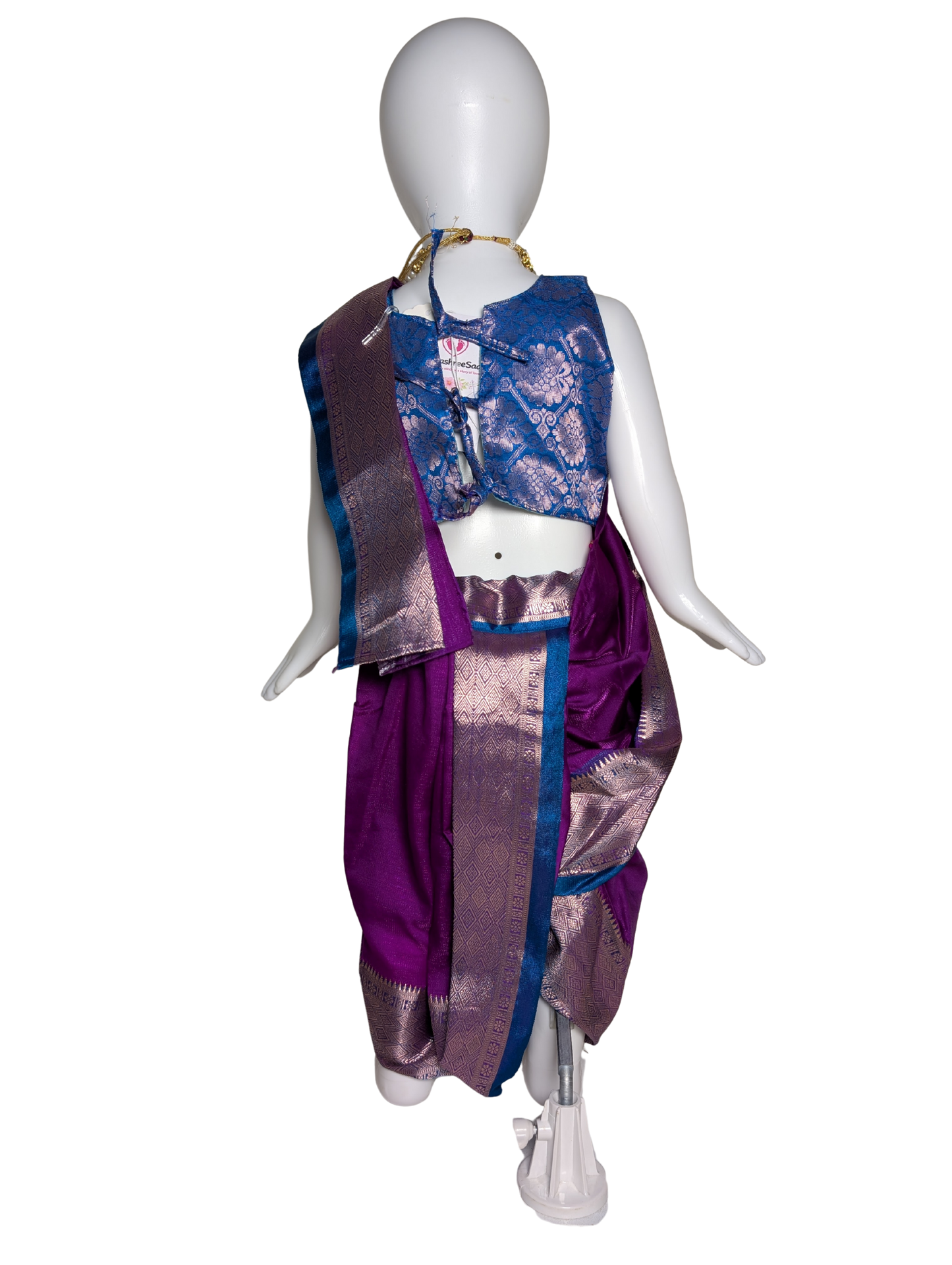 Royal Purple-Teal Nauvari Saree – Pre-Stitched