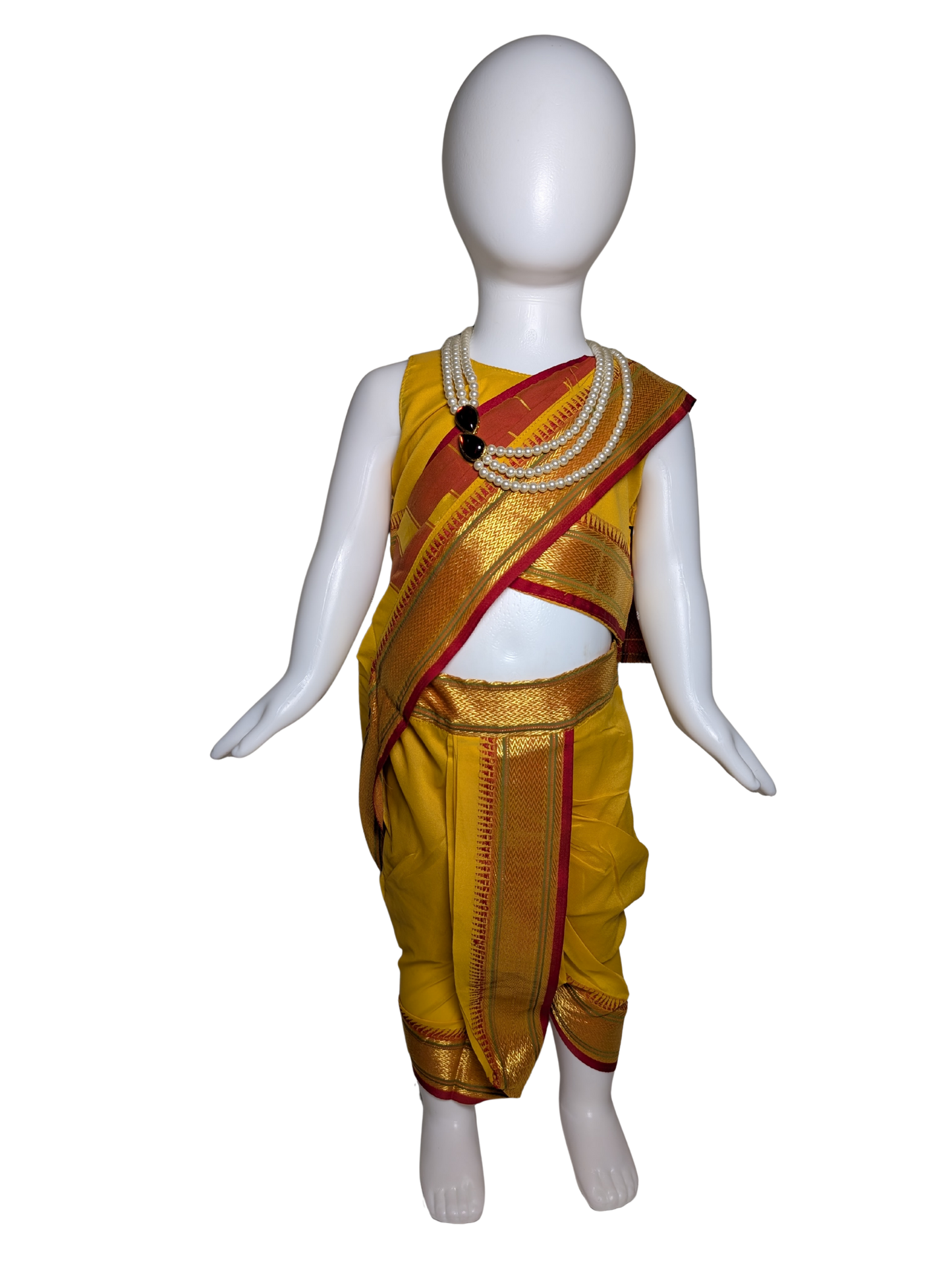 Yellow Pre-Stitched Nauvari Saree