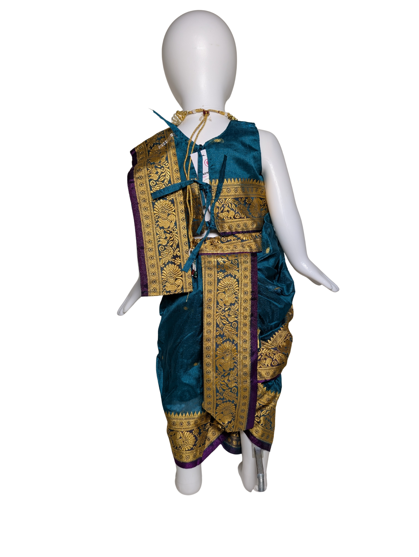 Teal & Purple Pre-Stitched Nauvari Saree