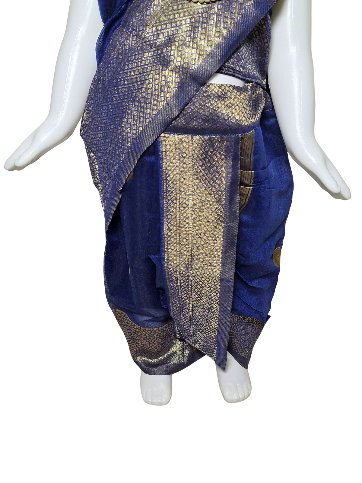 Navy Blue & Gold Pre-Stitched Nauvari Saree