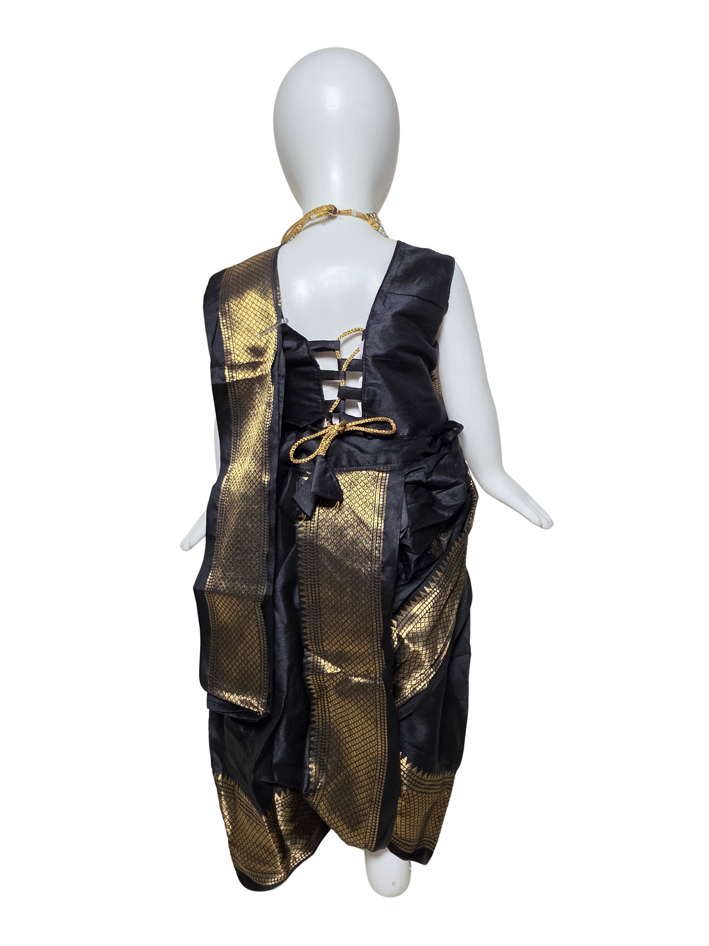 Black & Gold Zari Border Nauvari Saree