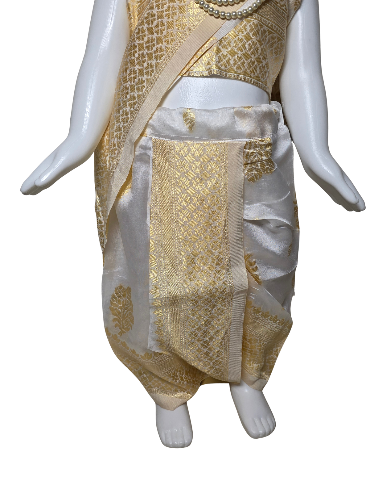 Ivory & Gold Zari Nauvari Saree