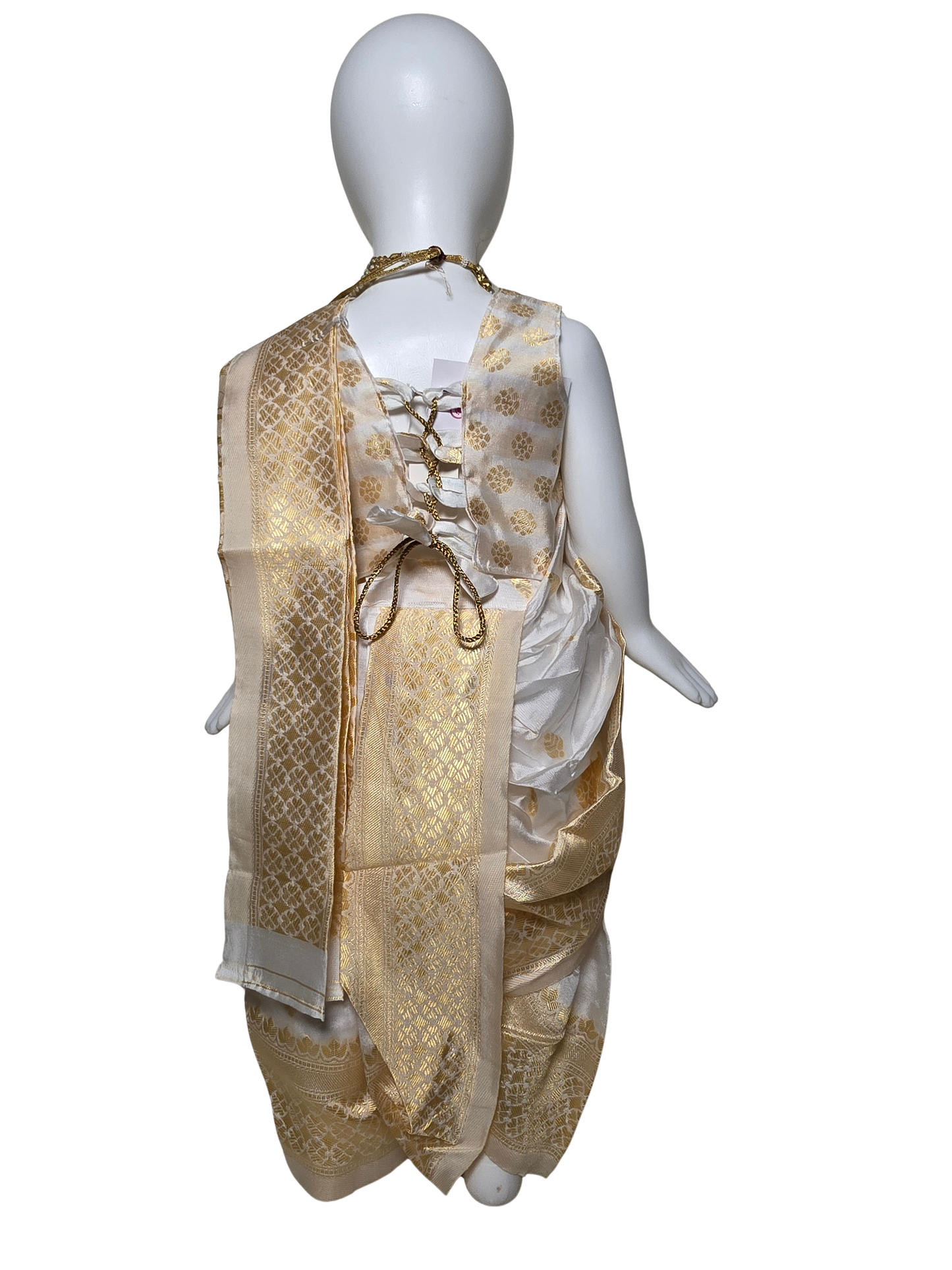 Ivory & Gold Zari Nauvari Saree