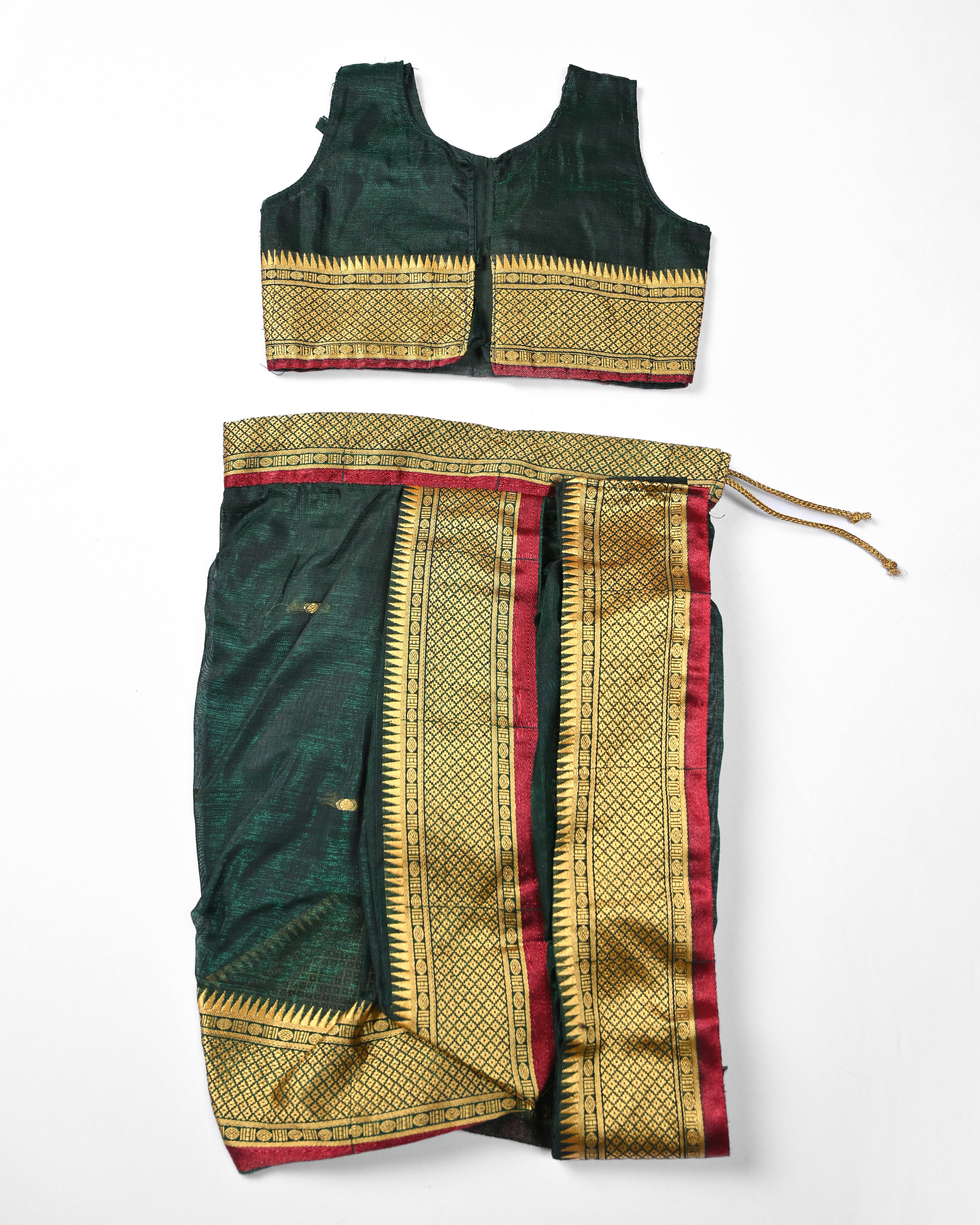 The Bhairavi | Jet Black Navvari with Ruby Red & Gold Zari