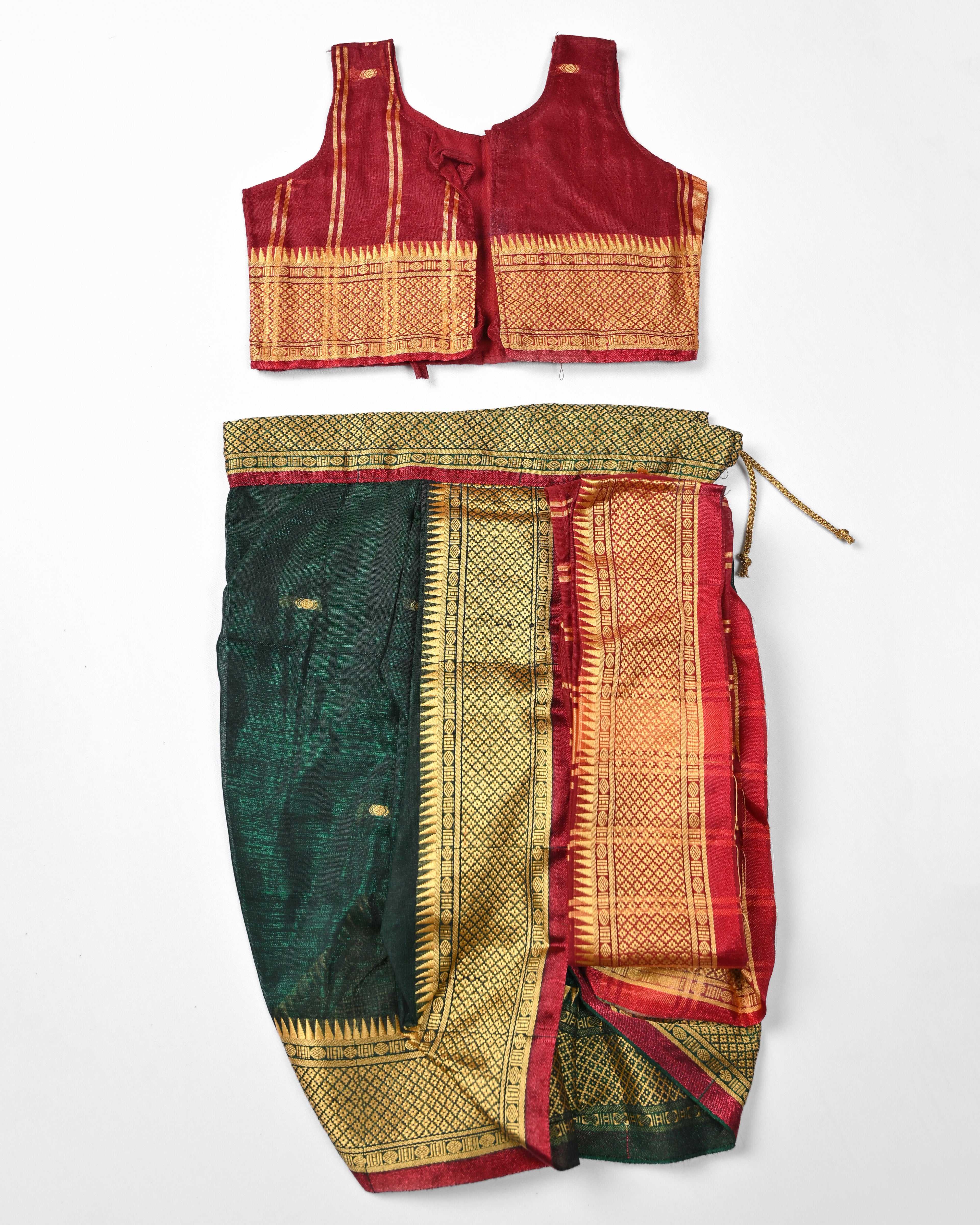 The Kasturi | Deep Wine Maroon & Coal Black Navvari with gold zari