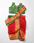 The Ranjika | Classic Red & Green Stitched Navvari with Matching Blouse & Gold Zari